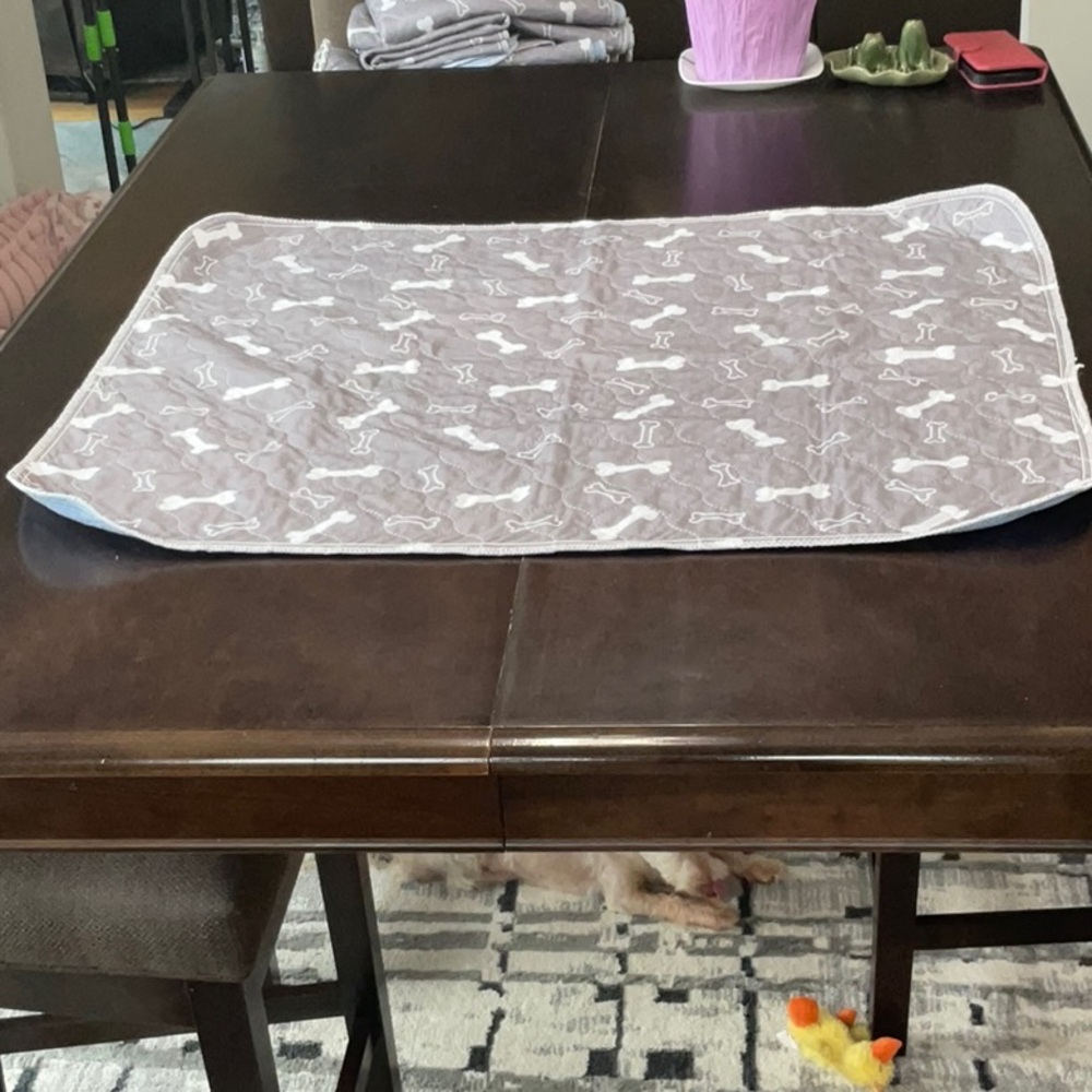Gray Dog Bone Pattern 31” x 26” reusable potty pad
